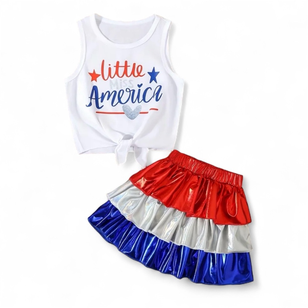 Girls size 6/6X Patriotic Tank Top and Skirt Set